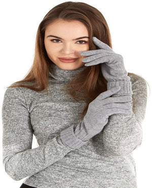 Cashmere Knitted Gloves With Ribbed Cuffed For Women