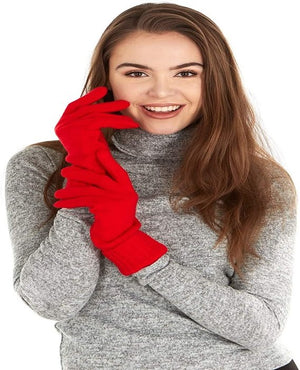 Cashmere Knitted Gloves With Ribbed Cuffed For Women