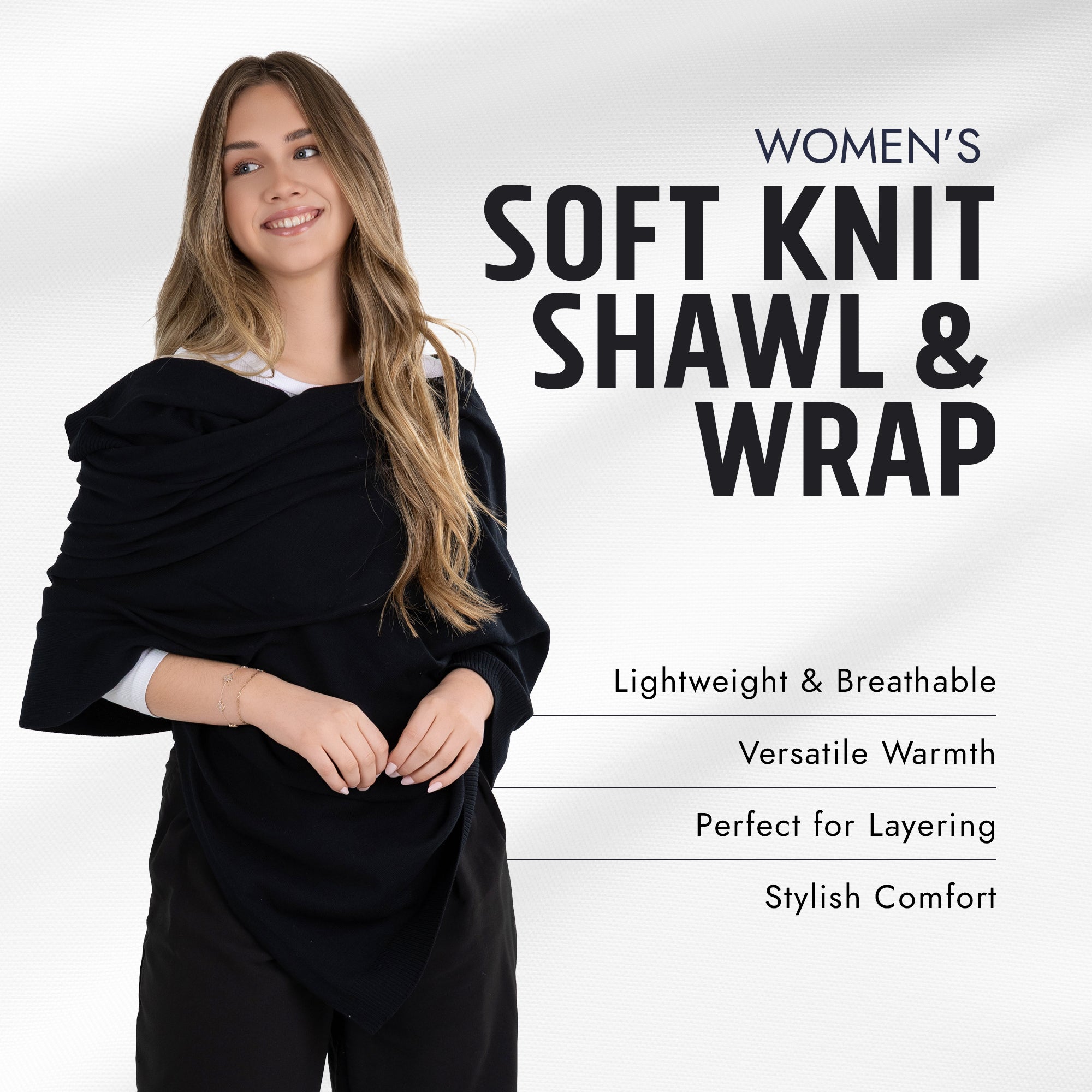 100% Cotton Wrap – Lightweight Soft Knit Shawl Wraps for Women