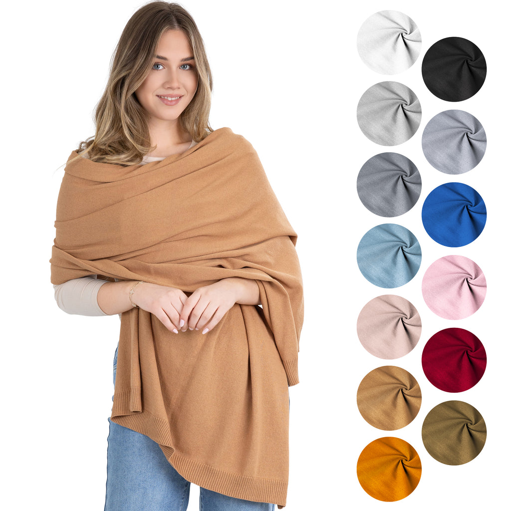 100% Cotton Wrap – Lightweight Soft Knit Shawl Wraps for Women