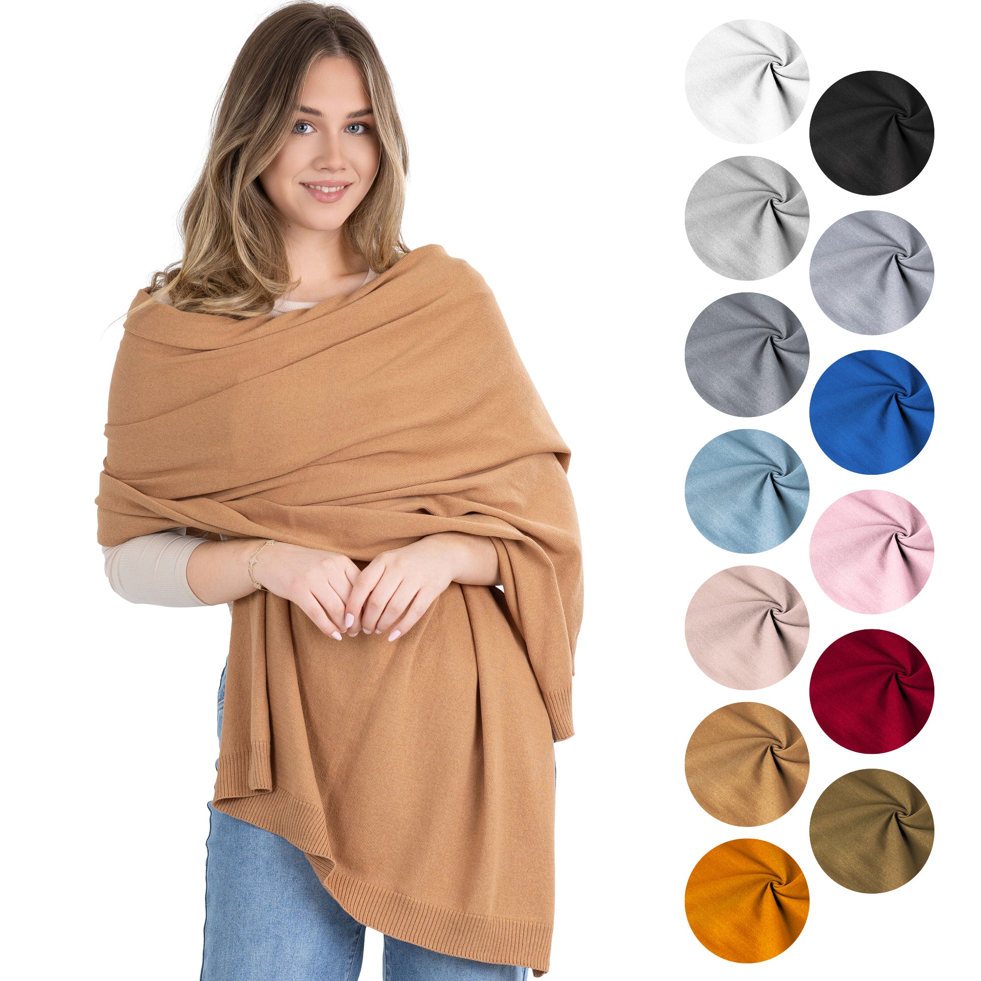 100% Cotton Wrap – Lightweight Soft Knit Shawl Wraps for Women