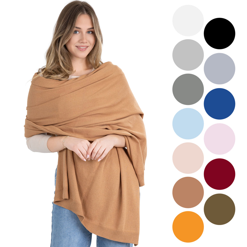 100% Cotton Wrap – Lightweight Soft Knit Shawl Wraps for Women