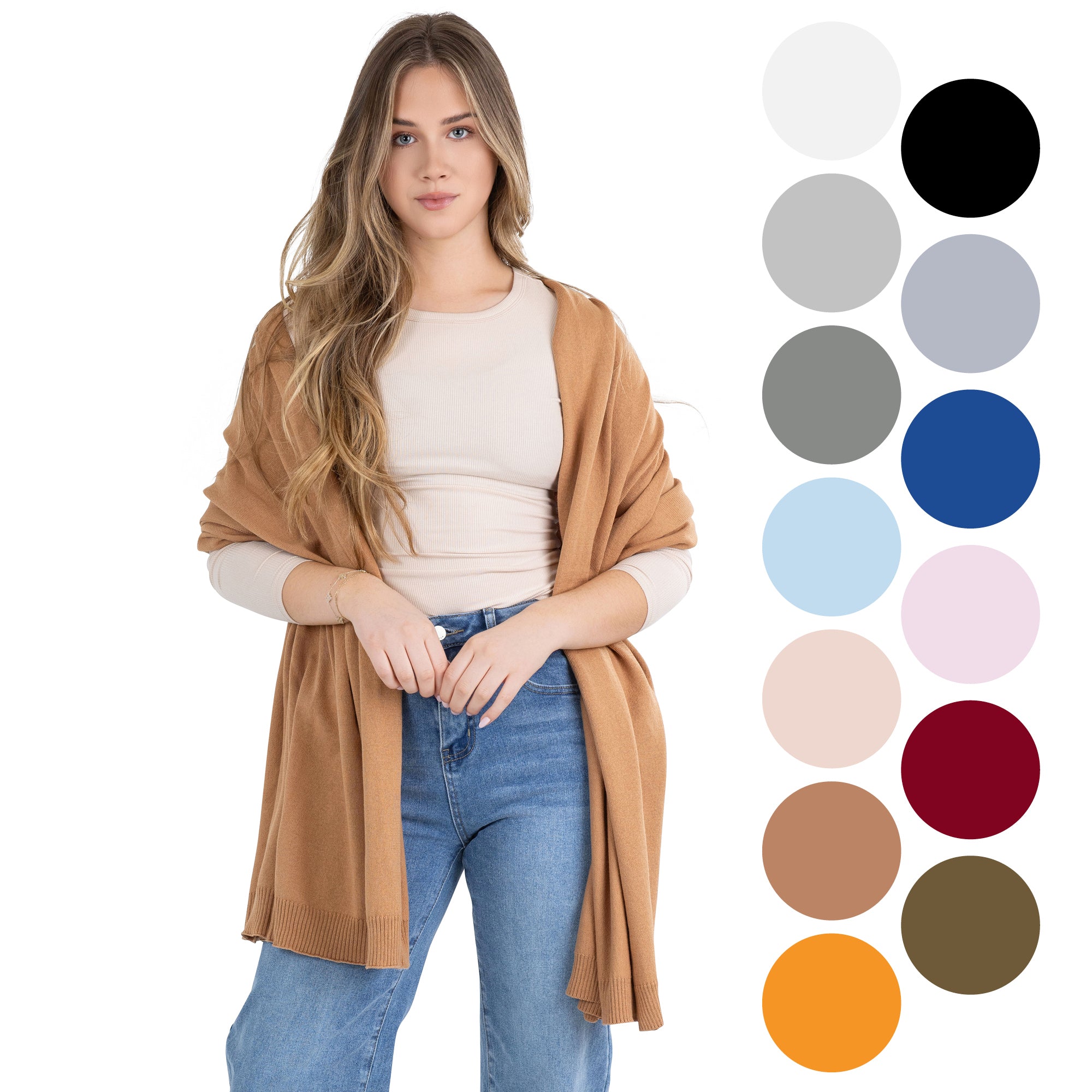100% Cotton Wrap – Lightweight Soft Knit Shawl Wraps for Women