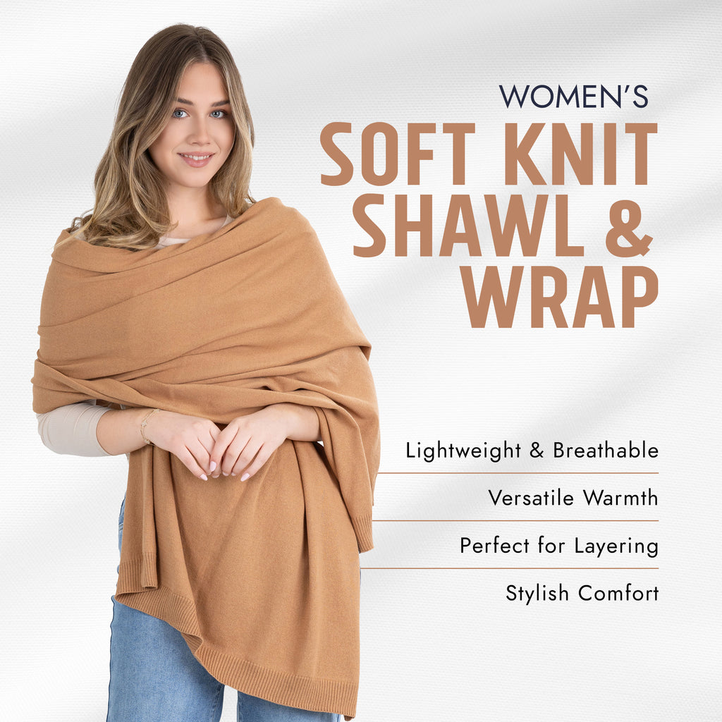 100% Cotton Wrap – Lightweight Soft Knit Shawl Wraps for Women
