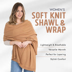 100% Cotton Wrap – Lightweight Soft Knit Shawl Wraps for Women