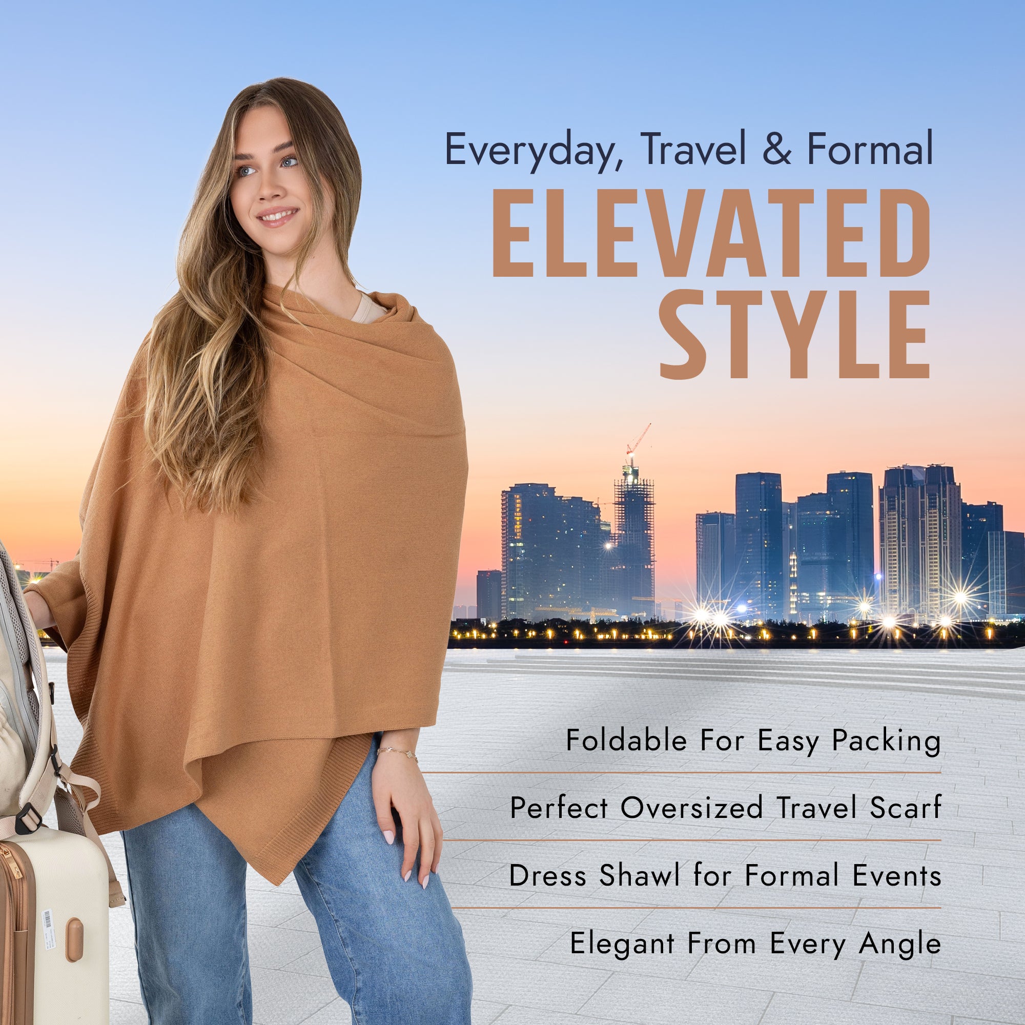 100% Cotton Wrap – Lightweight Soft Knit Shawl Wraps for Women