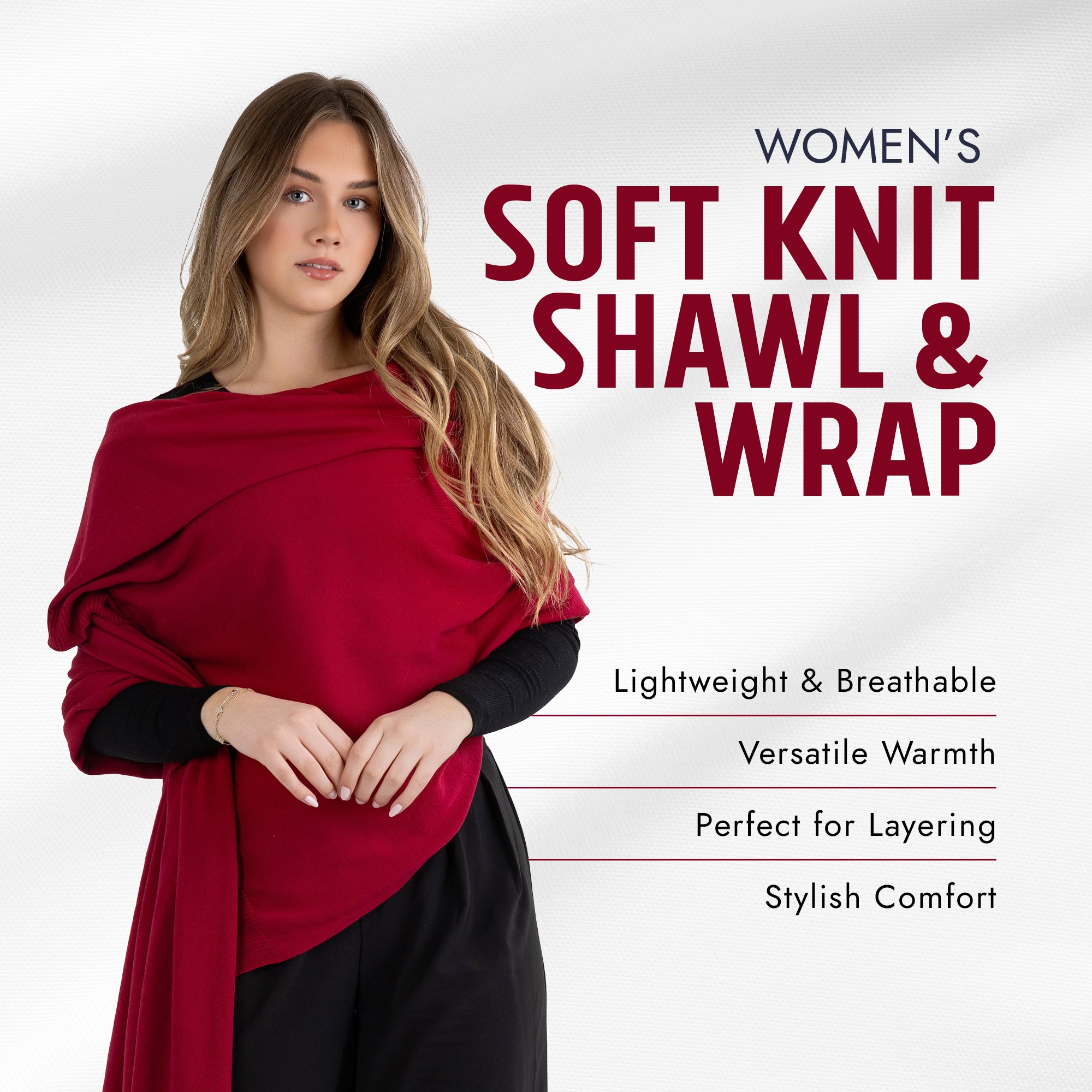 100% Cotton Wrap – Lightweight Soft Knit Shawl Wraps for Women