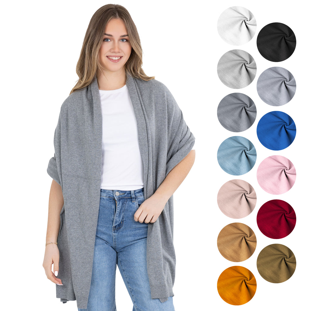 100% Cotton Wrap – Lightweight Soft Knit Shawl Wraps for Women