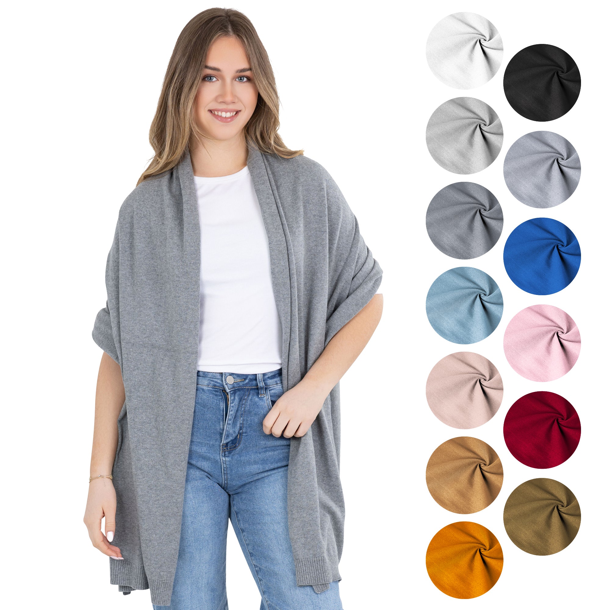 100% Cotton Wrap – Lightweight Soft Knit Shawl Wraps for Women