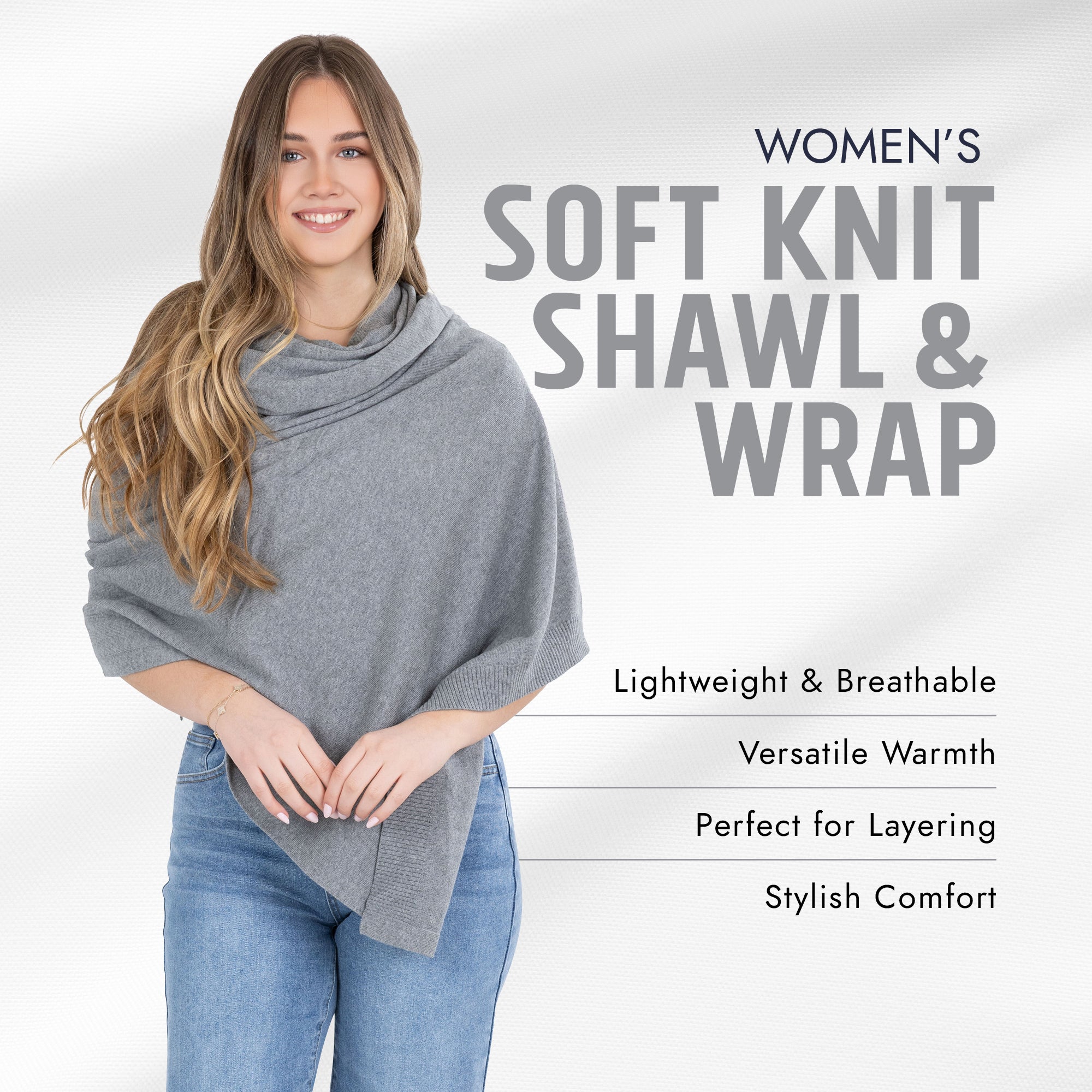 100% Cotton Wrap – Lightweight Soft Knit Shawl Wraps for Women