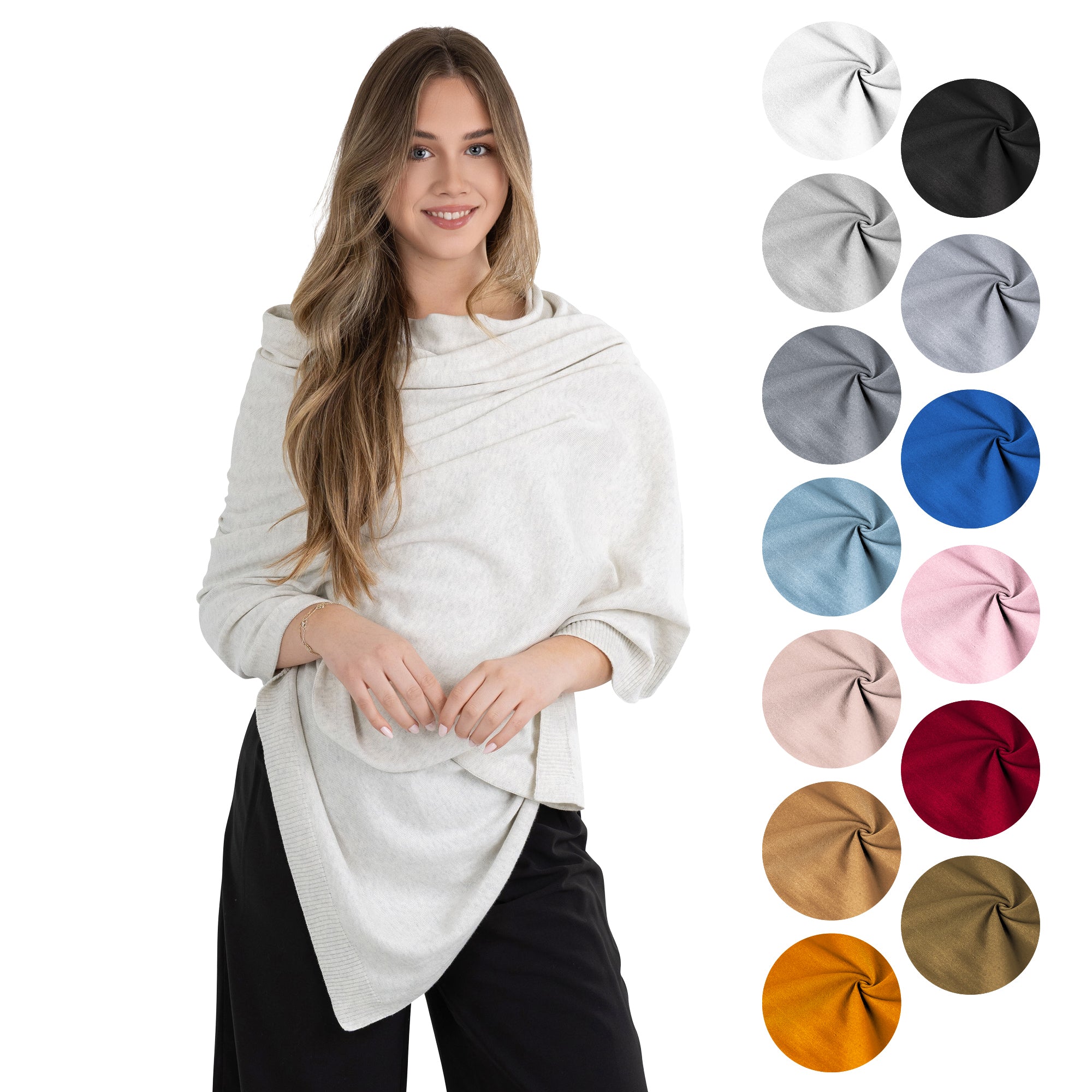 100% Cotton Wrap – Lightweight Soft Knit Shawl Wraps for Women