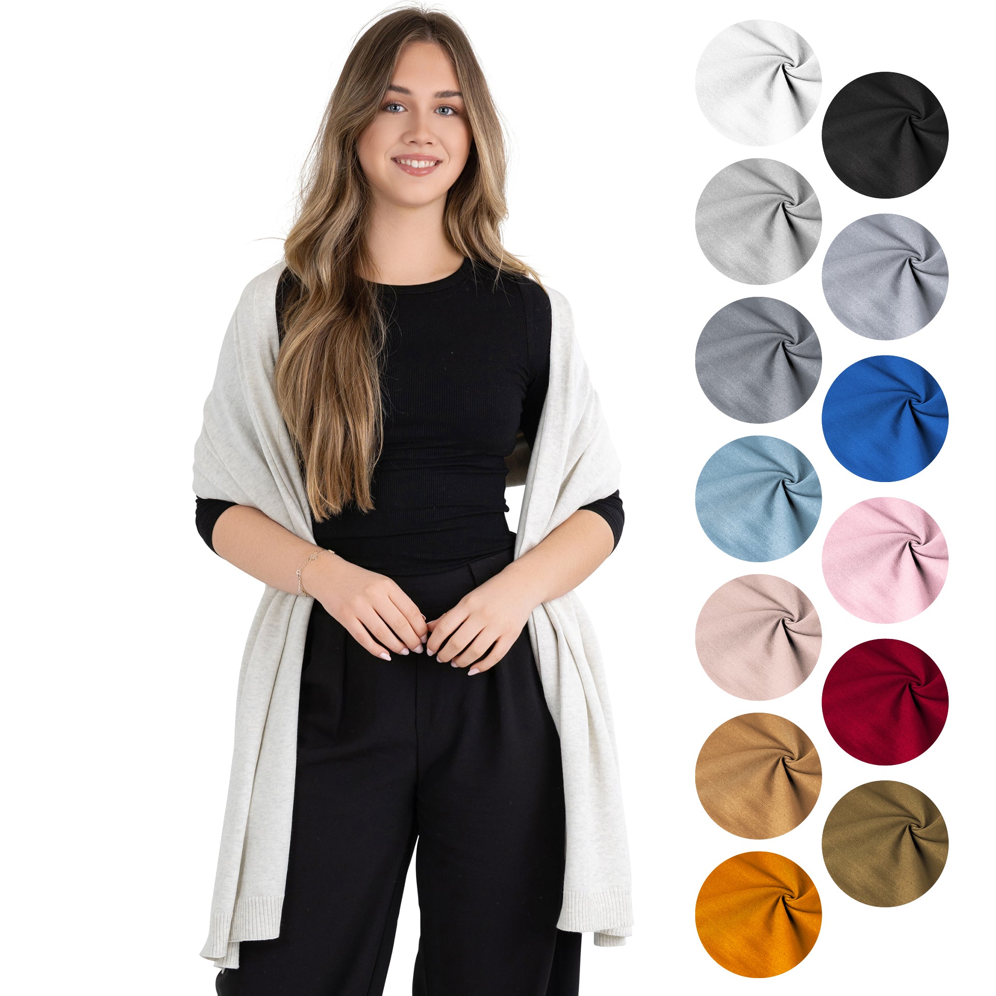 100% Cotton Wrap – Lightweight Soft Knit Shawl Wraps for Women
