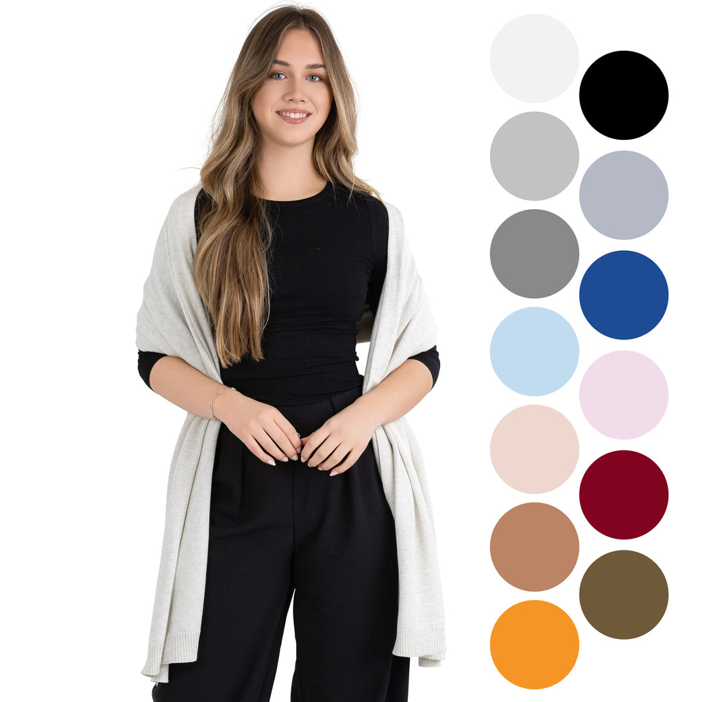 100% Cotton Wrap – Lightweight Soft Knit Shawl Wraps for Women