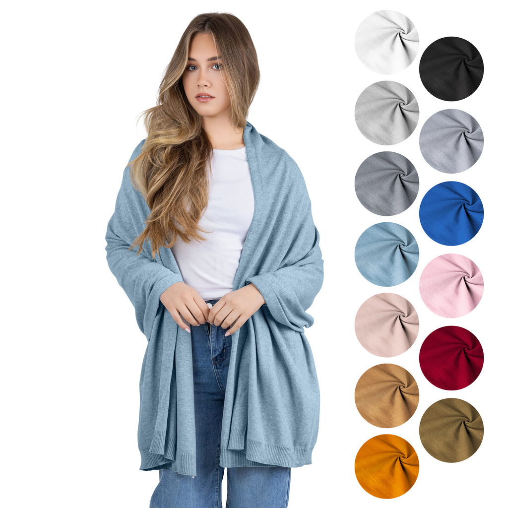 100% Cotton Wrap – Lightweight Soft Knit Shawl Wraps for Women
