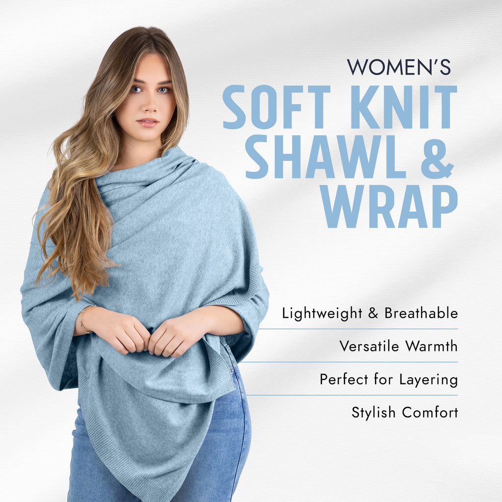 100% Cotton Wrap – Lightweight Soft Knit Shawl Wraps for Women