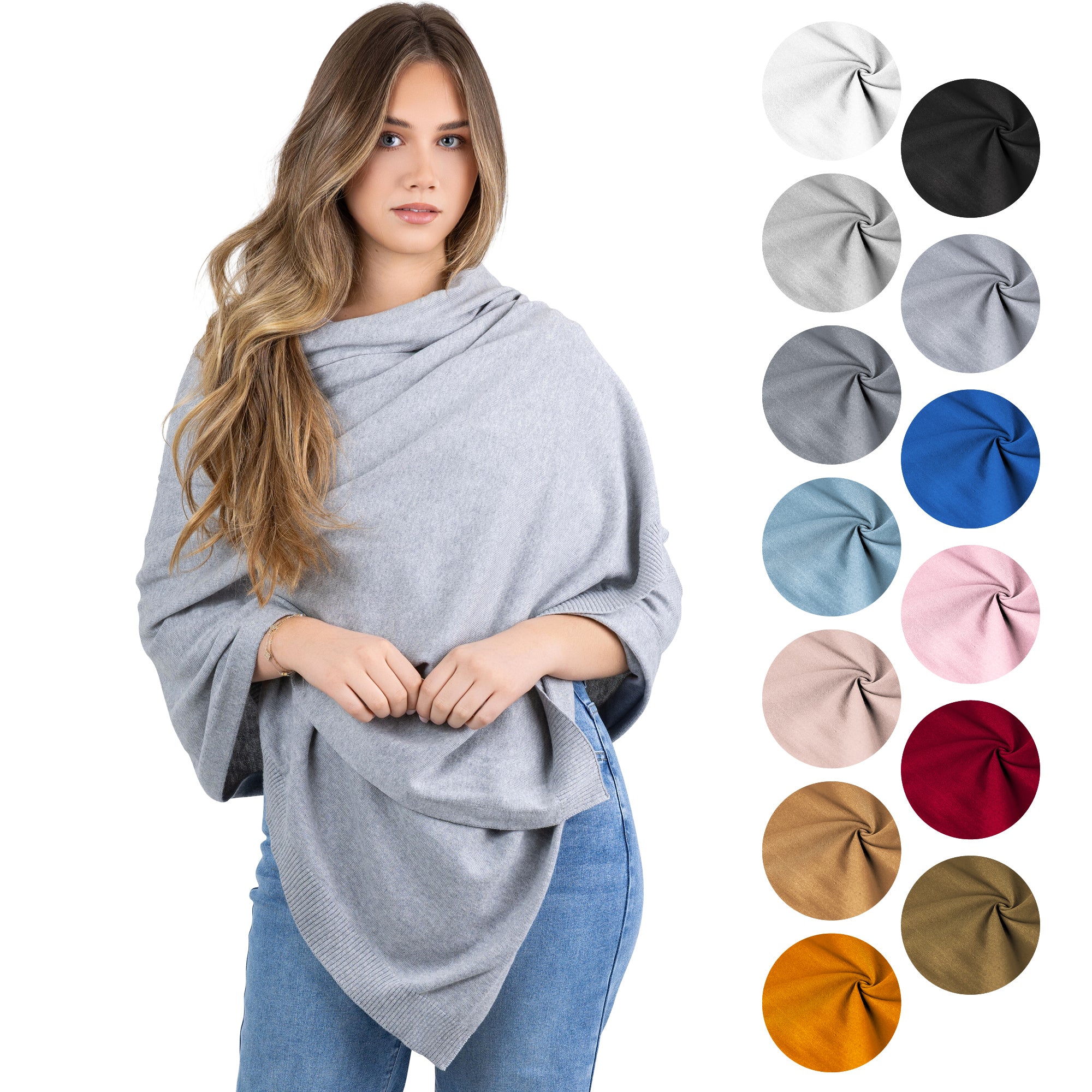100% Cotton Wrap – Lightweight Soft Knit Shawl Wraps for Women