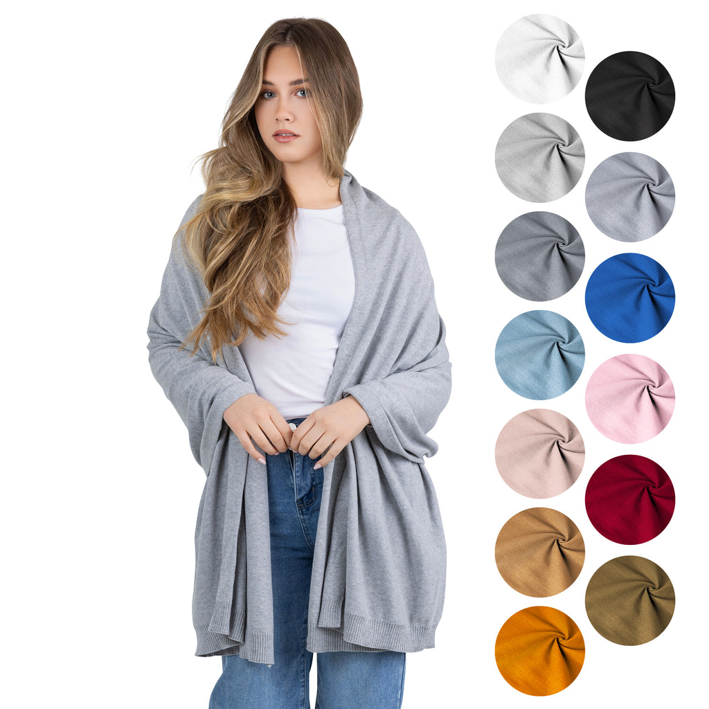 100% Cotton Wrap – Lightweight Soft Knit Shawl Wraps for Women