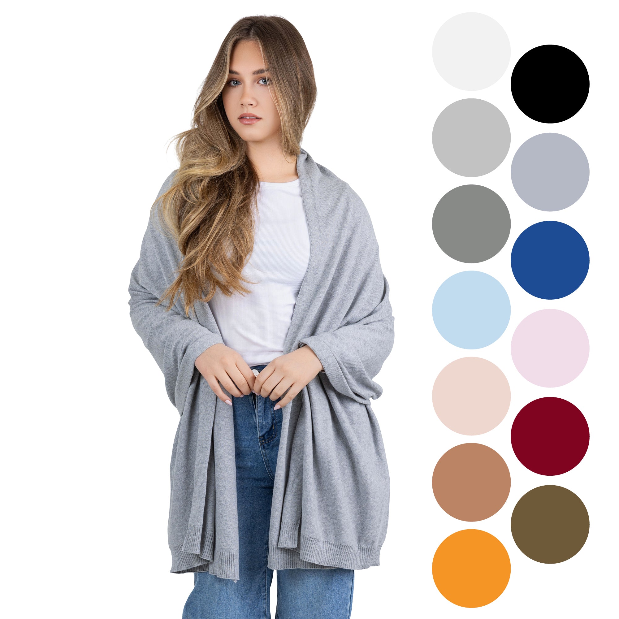 100% Cotton Wrap – Lightweight Soft Knit Shawl Wraps for Women