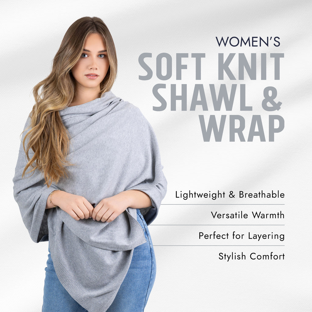 100% Cotton Wrap – Lightweight Soft Knit Shawl Wraps for Women