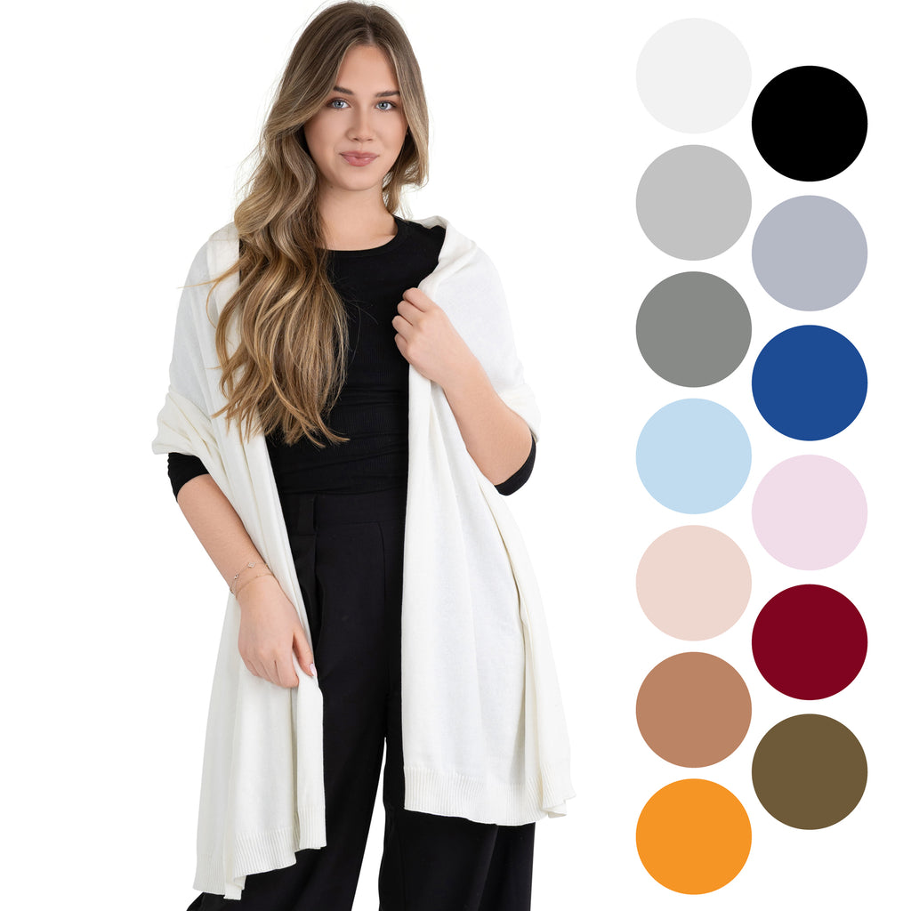 100% Cotton Wrap – Lightweight Soft Knit Shawl Wraps for Women