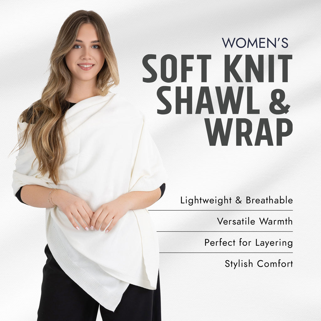 100% Cotton Wrap – Lightweight Soft Knit Shawl Wraps for Women