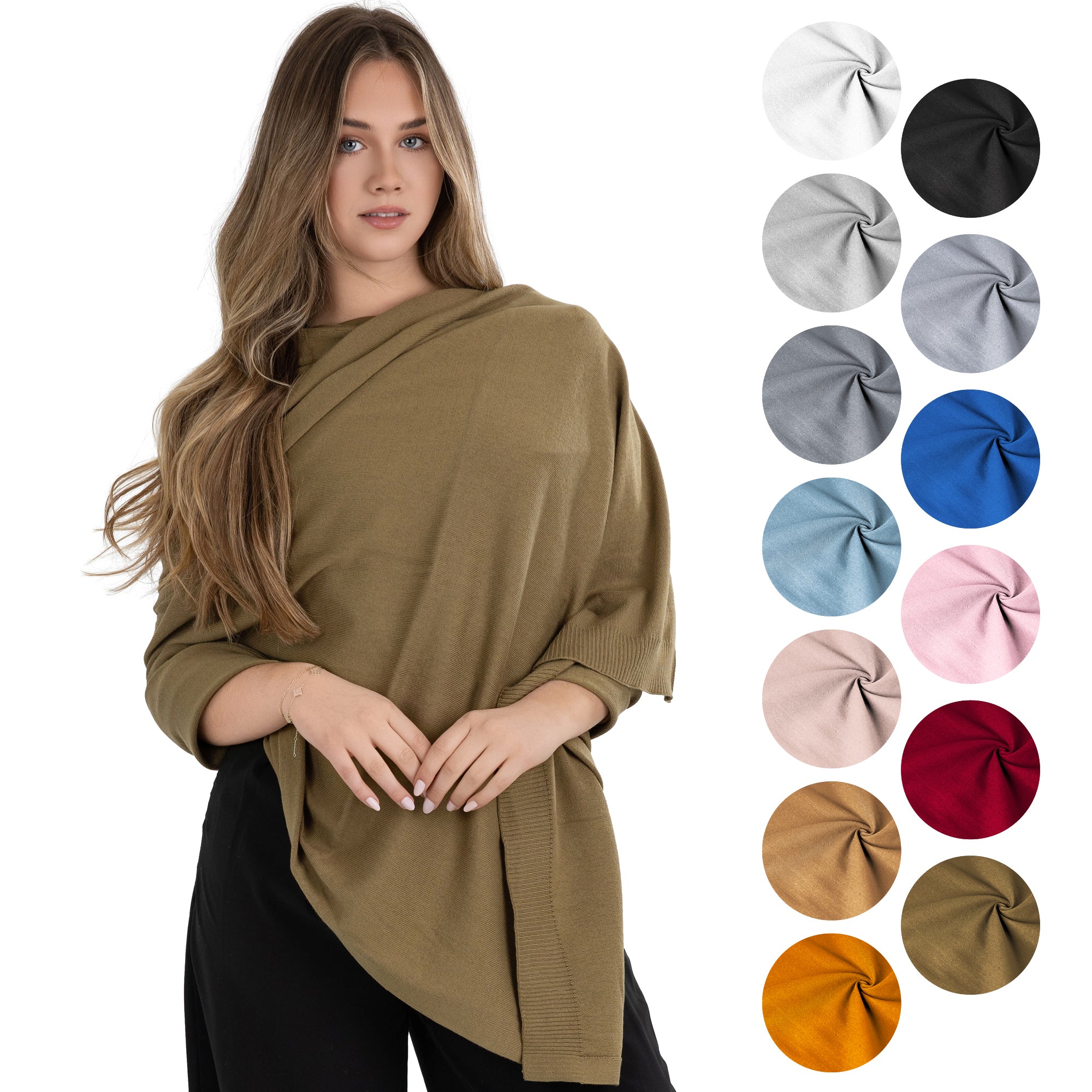 100% Cotton Wrap – Lightweight Soft Knit Shawl Wraps for Women