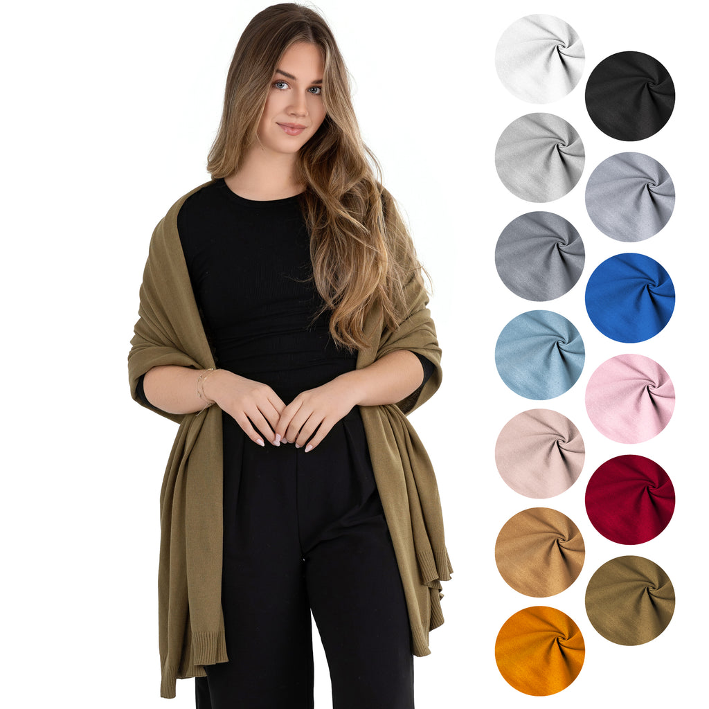 100% Cotton Wrap – Lightweight Soft Knit Shawl Wraps for Women