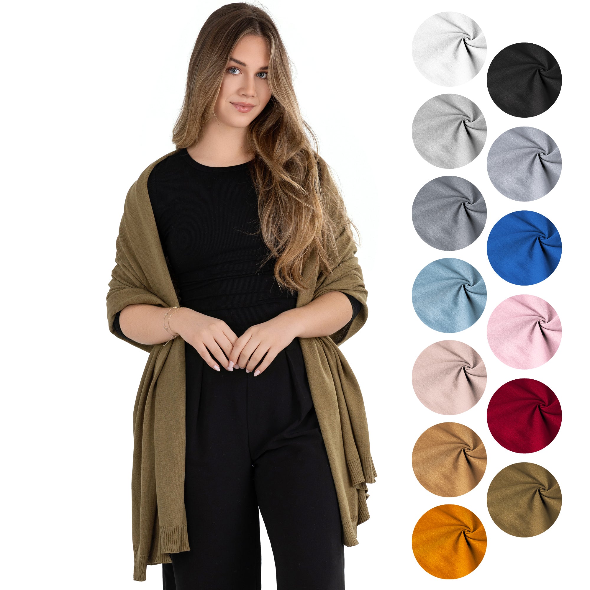 100% Cotton Wrap – Lightweight Soft Knit Shawl Wraps for Women