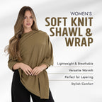 100% Cotton Wrap – Lightweight Soft Knit Shawl Wraps for Women