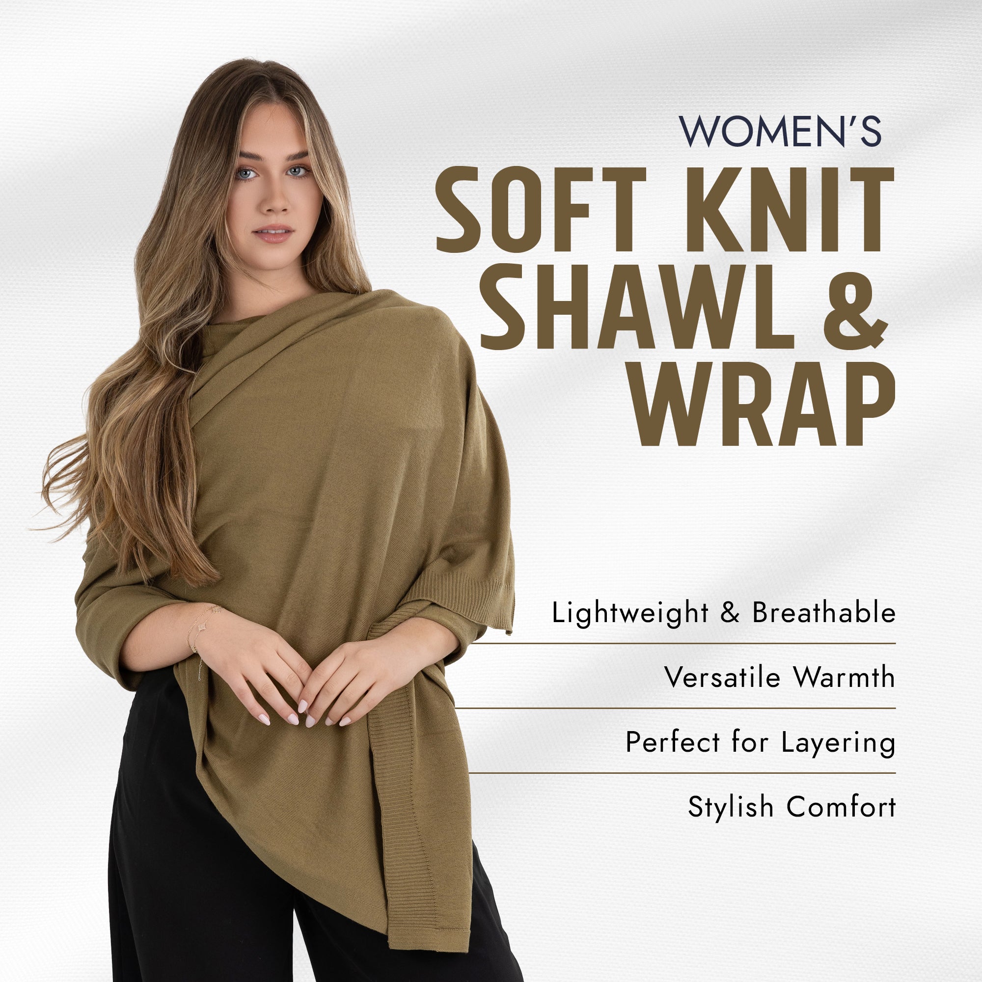 100% Cotton Wrap – Lightweight Soft Knit Shawl Wraps for Women