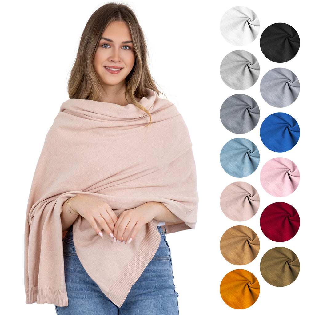 100% Cotton Wrap – Lightweight Soft Knit Shawl Wraps for Women