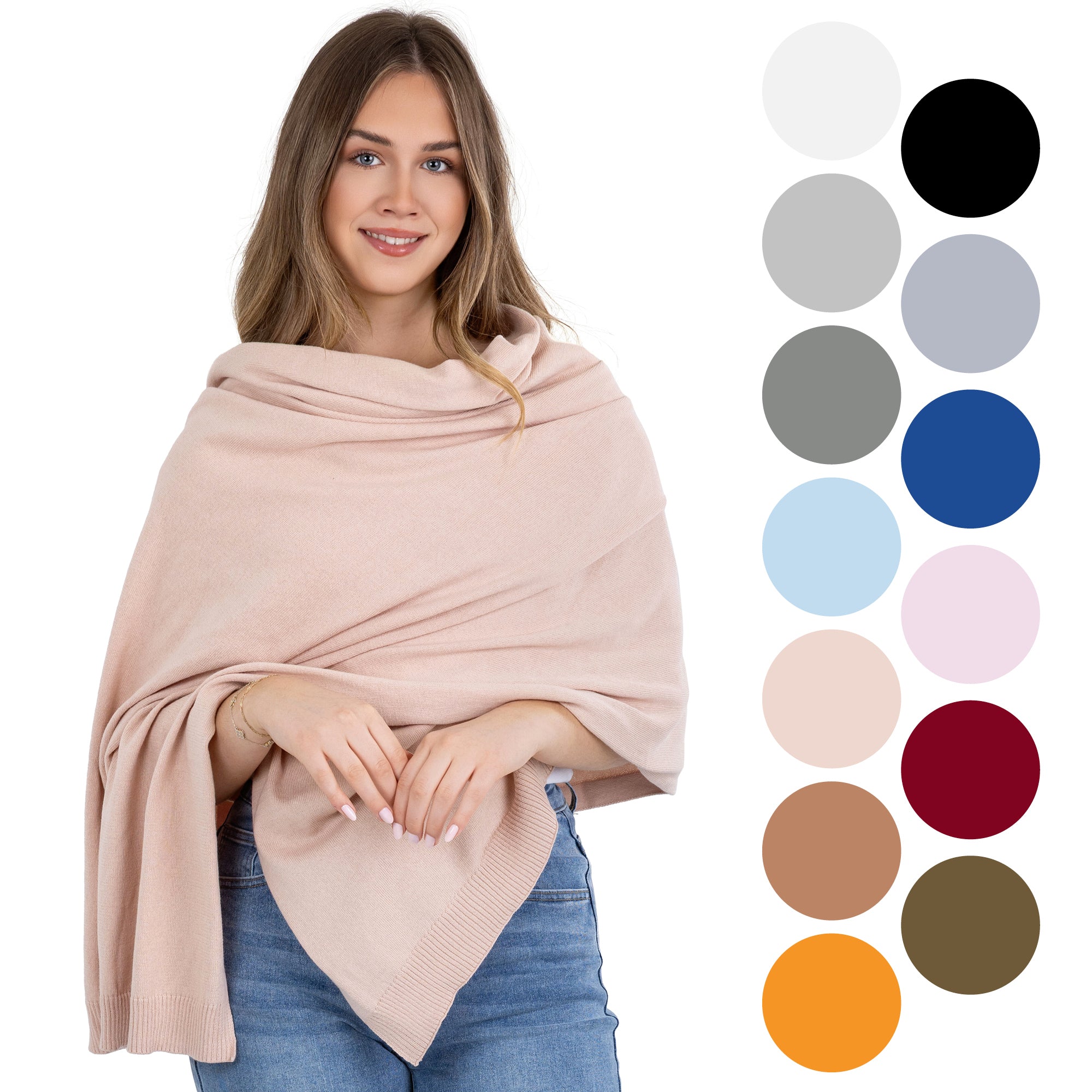 100% Cotton Wrap – Lightweight Soft Knit Shawl Wraps for Women