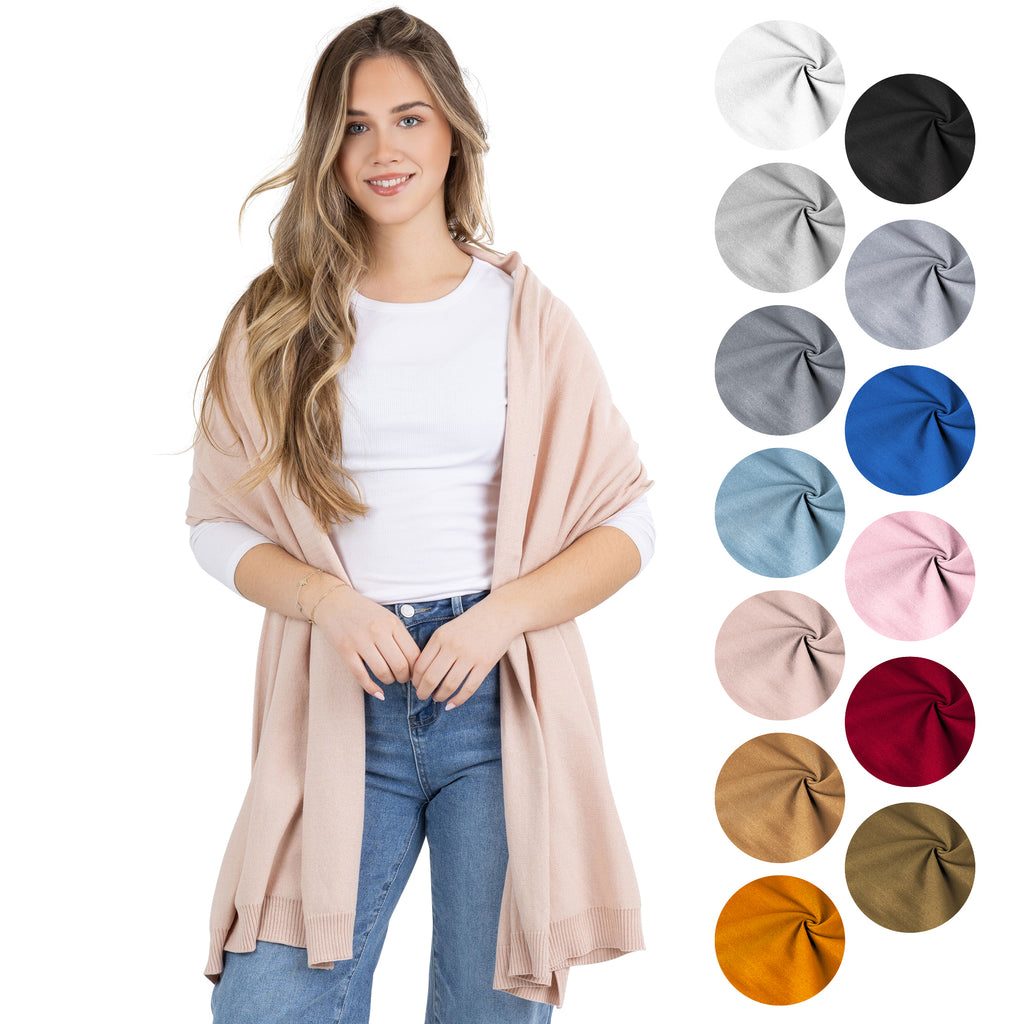 100% Cotton Wrap – Lightweight Soft Knit Shawl Wraps for Women