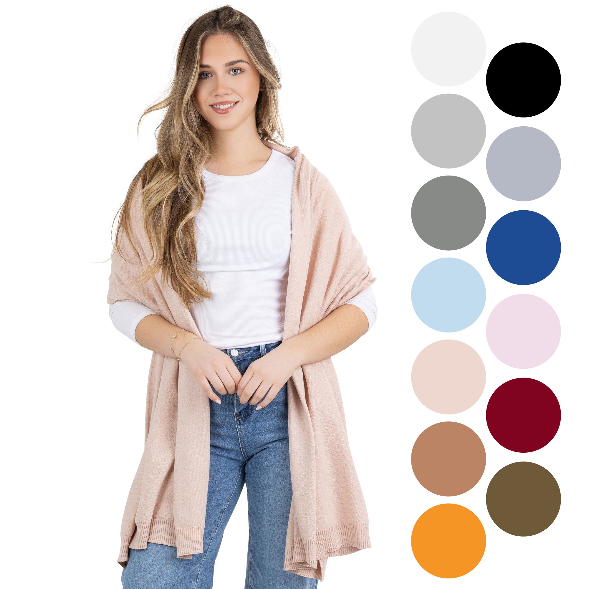 100% Cotton Wrap – Lightweight Soft Knit Shawl Wraps for Women