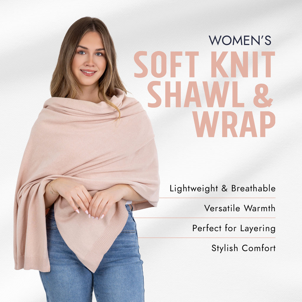 100% Cotton Wrap – Lightweight Soft Knit Shawl Wraps for Women