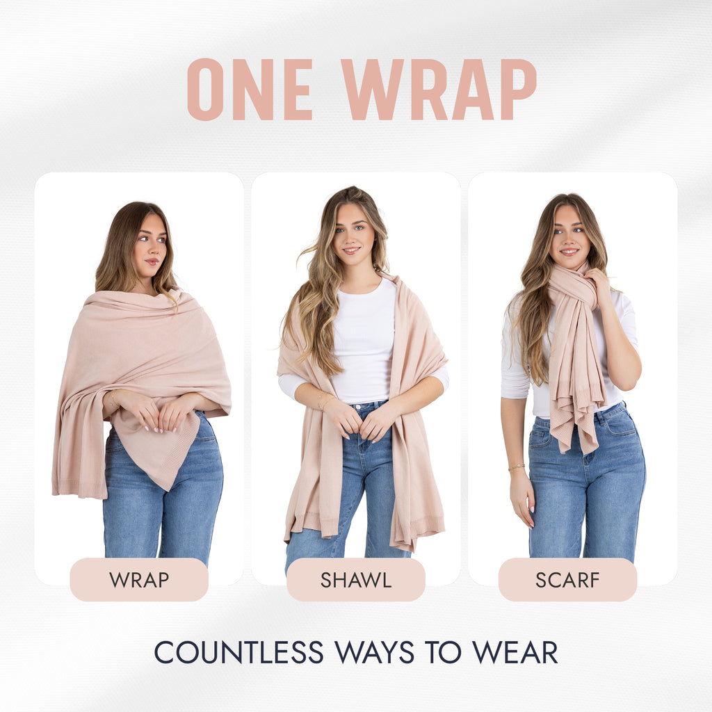 100% Cotton Wrap – Lightweight Soft Knit Shawl Wraps for Women