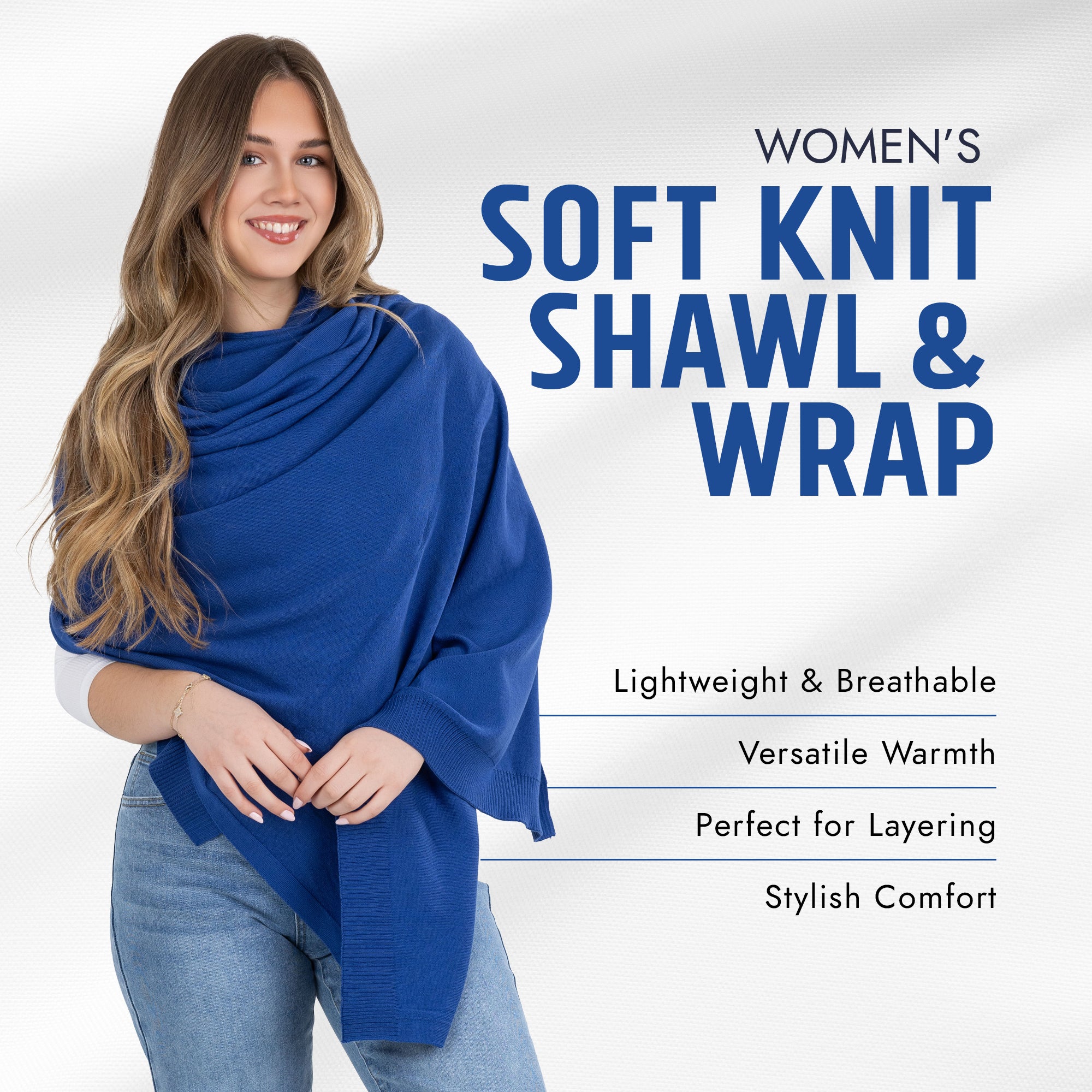 100% Cotton Wrap – Lightweight Soft Knit Shawl Wraps for Women