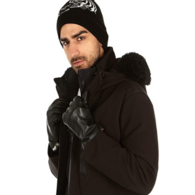 Authentic Sheepskin Leather Winter Gloves for Men (MESSERIO) with Rabbit Fur Lining + Gift Box