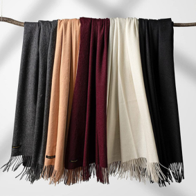 Cashmere Throw Blanket with Fringe | 60 x 54 Inch Super Soft Warm Blankets & Throws for Home, Travel