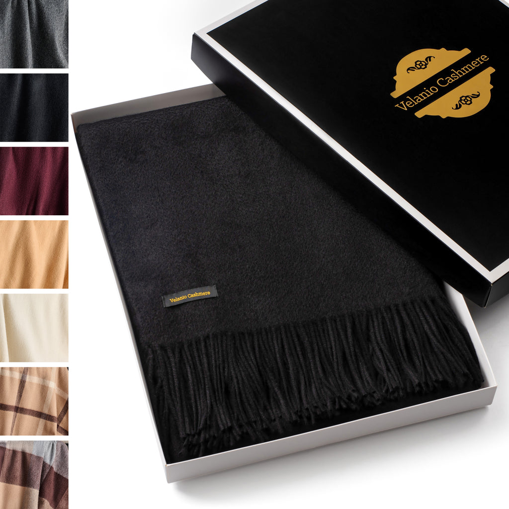 Solid Cashmere Throw Blanket with Fringe | 60 x 54 Inch Super Soft Warm Blankets & Throws
