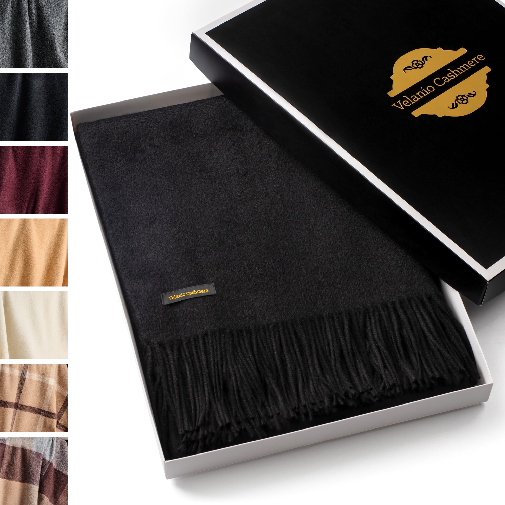 Solid Cashmere Throw Blanket with Fringe | 60 x 54 Inch Super Soft Warm Blankets & Throws