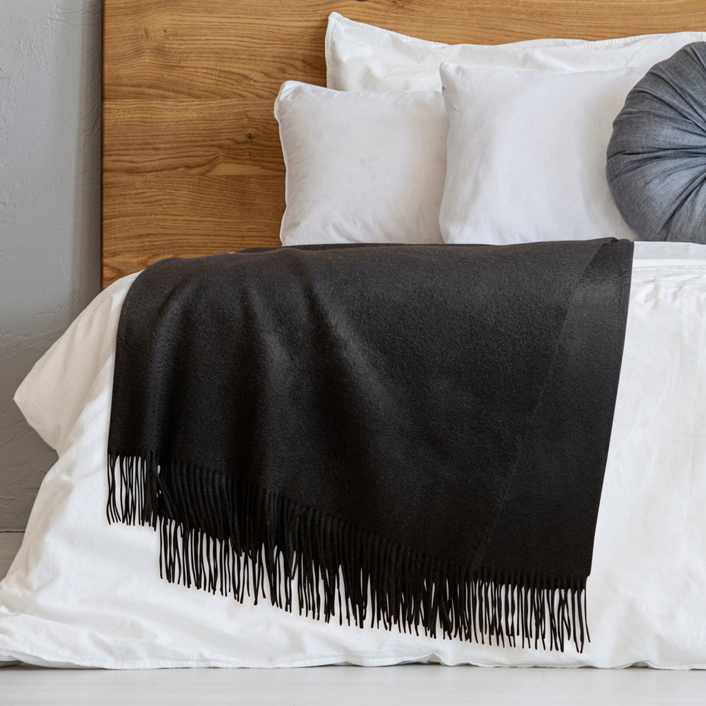 Solid Cashmere Throw Blanket with Fringe | 60 x 54 Inch Super Soft Warm Blankets & Throws