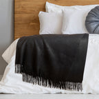 Solid Cashmere Throw Blanket with Fringe | 60 x 54 Inch Super Soft Warm Blankets & Throws