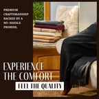 Solid Cashmere Throw Blanket with Fringe | 60 x 54 Inch Super Soft Warm Blankets & Throws