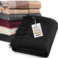 Cashmere Throw Blanket with Fringe | 60 x 54 Inch Super Soft Warm Blankets & Throws for Home, Travel