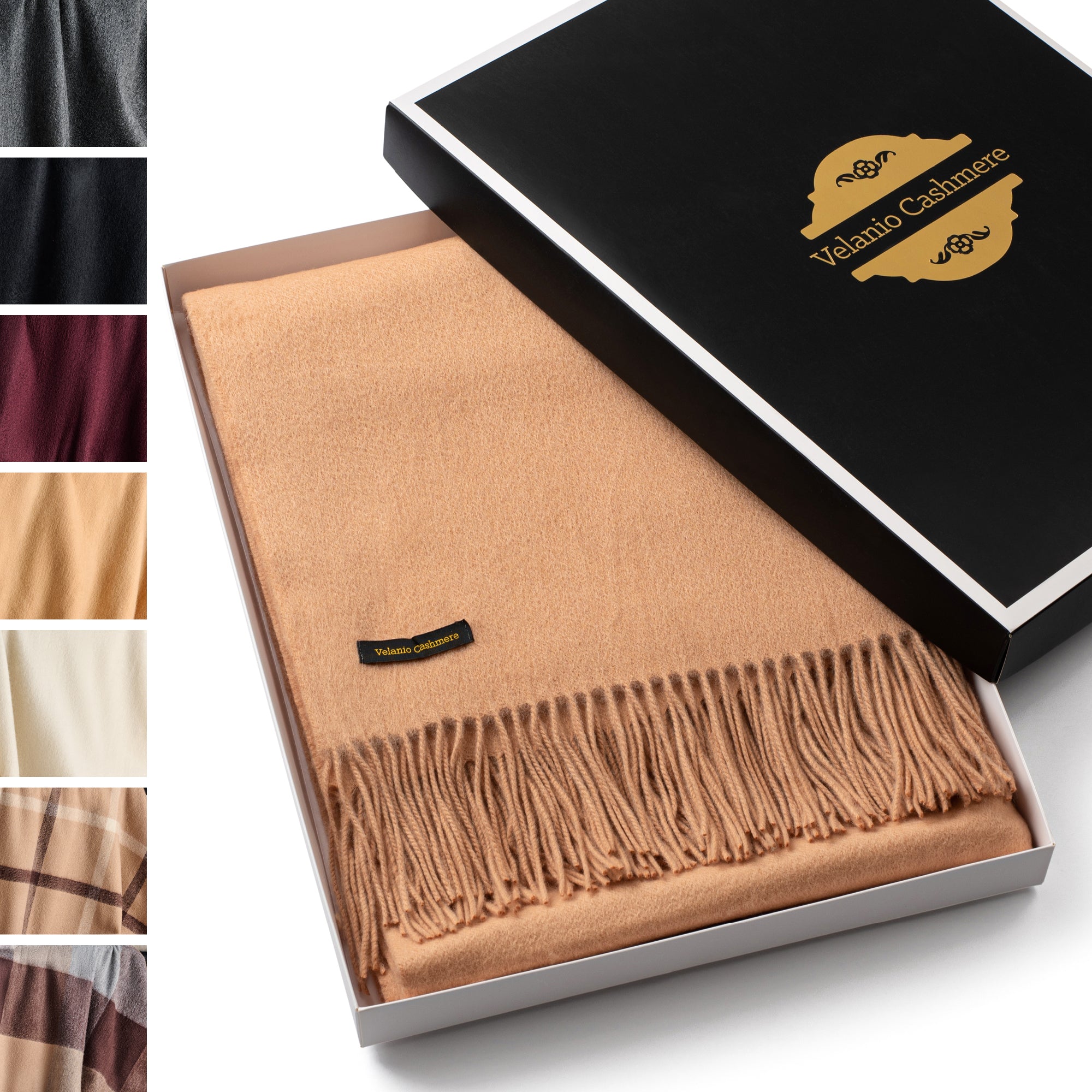 Solid Cashmere Throw Blanket with Fringe | 60 x 54 Inch Super Soft Warm Blankets & Throws