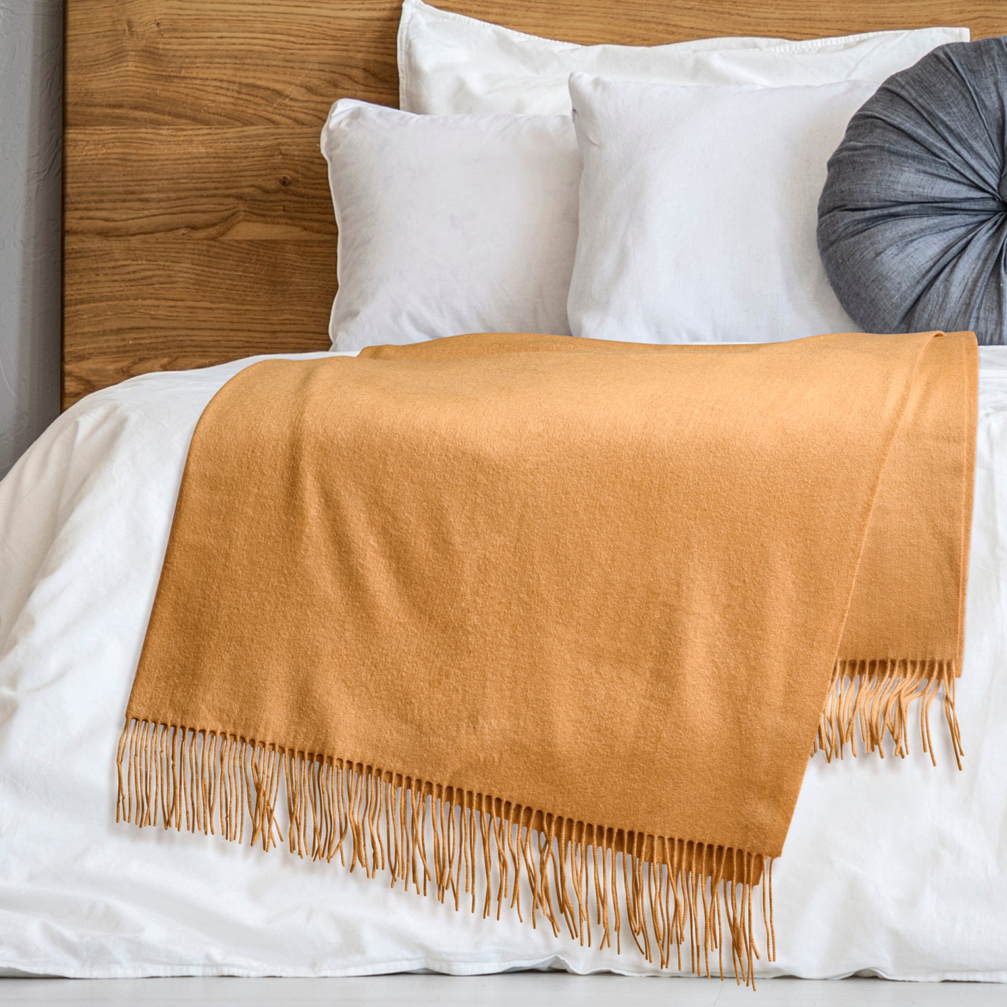 Solid Cashmere Throw Blanket with Fringe | 60 x 54 Inch Super Soft Warm Blankets & Throws