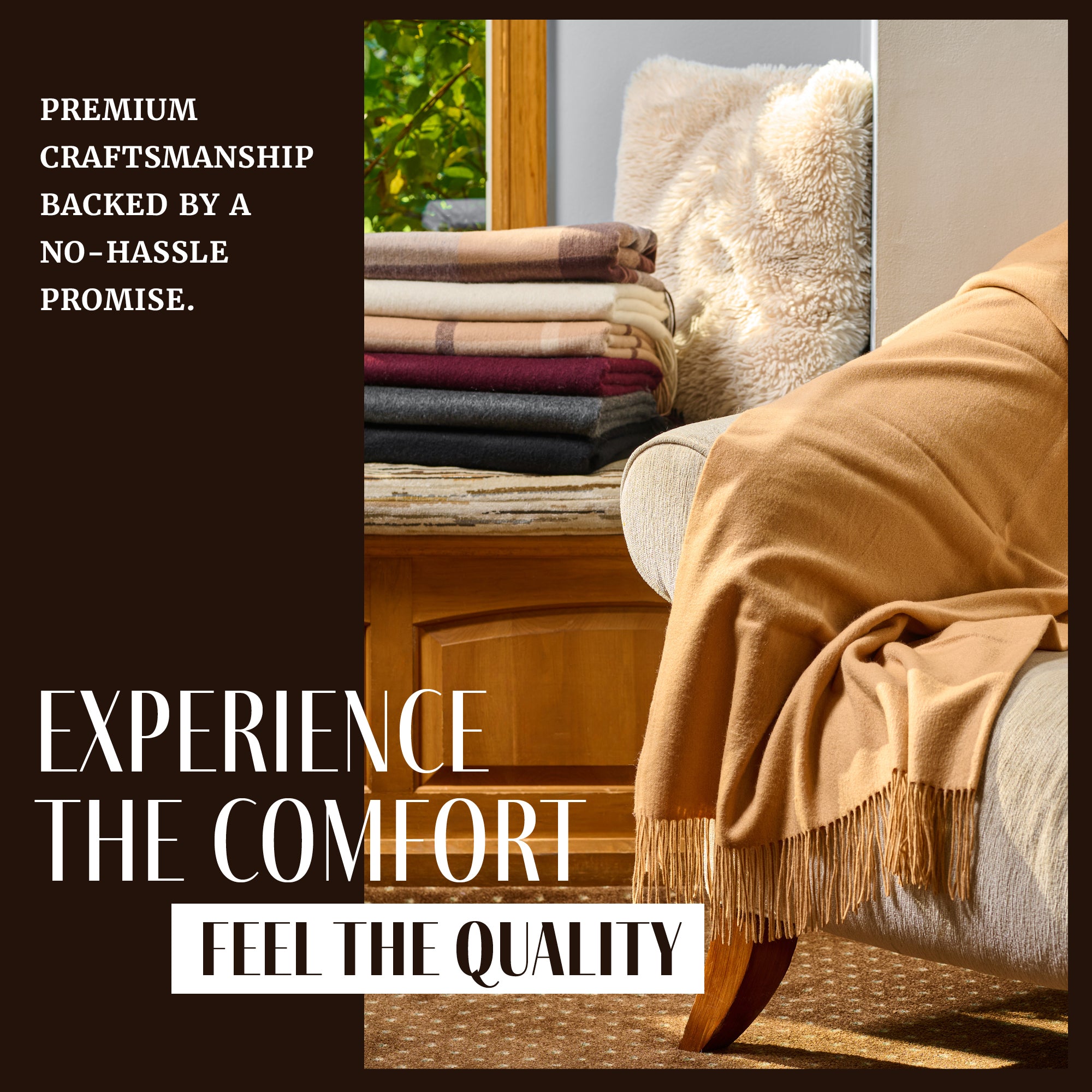 Solid Cashmere Throw Blanket with Fringe | 60 x 54 Inch Super Soft Warm Blankets & Throws