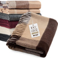 Plaid Cashmere Throw Blanket with Fringe | 60 x 54 Inch Multi-Color Pattern Warm Blankets