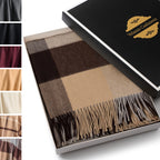 Plaid Cashmere Throw Blanket with Fringe | 60 x 54 Inch Multi-Color Pattern Warm Blankets
